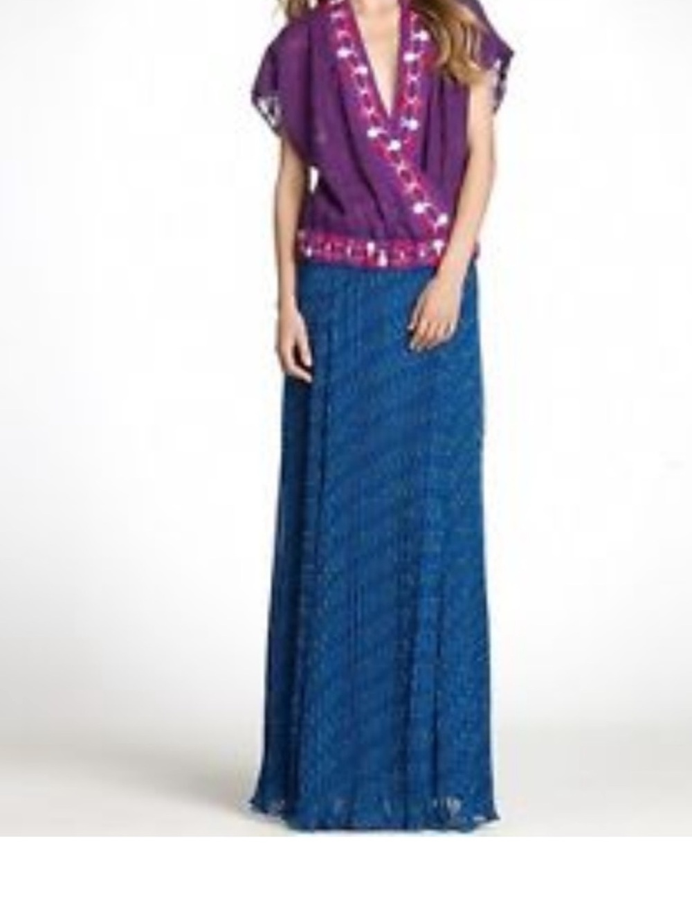 Tory Burch Courchevel Pleated Chiffon Maxi Skirt